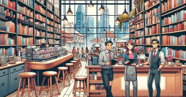 Thiết lập Cửa hàng Sách Niche với Kinh doanh Quán Cafe tại Singapore
